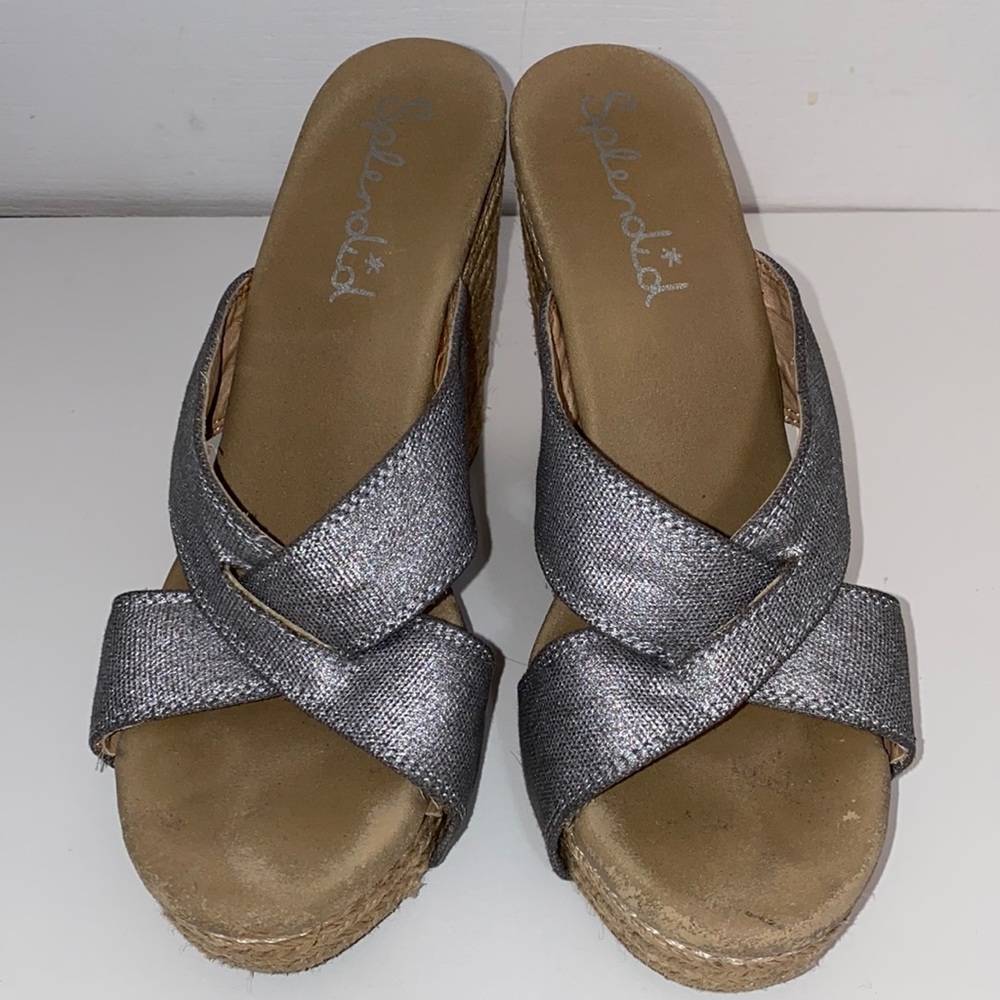Splendid Silver Strap Wedges